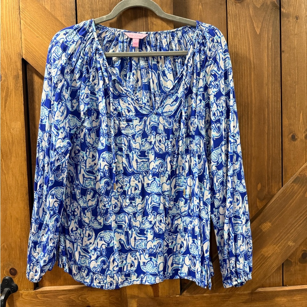 Lilly Pulitzer Blue and White Blouse